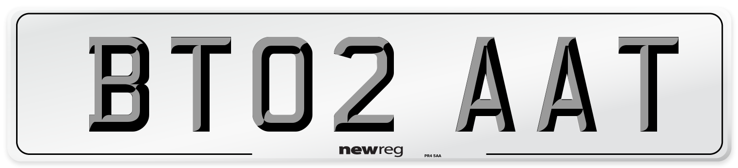 BT02 AAT Number Plate from New Reg